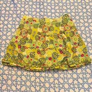Girls Bright Floral Skort in Lime Yellow